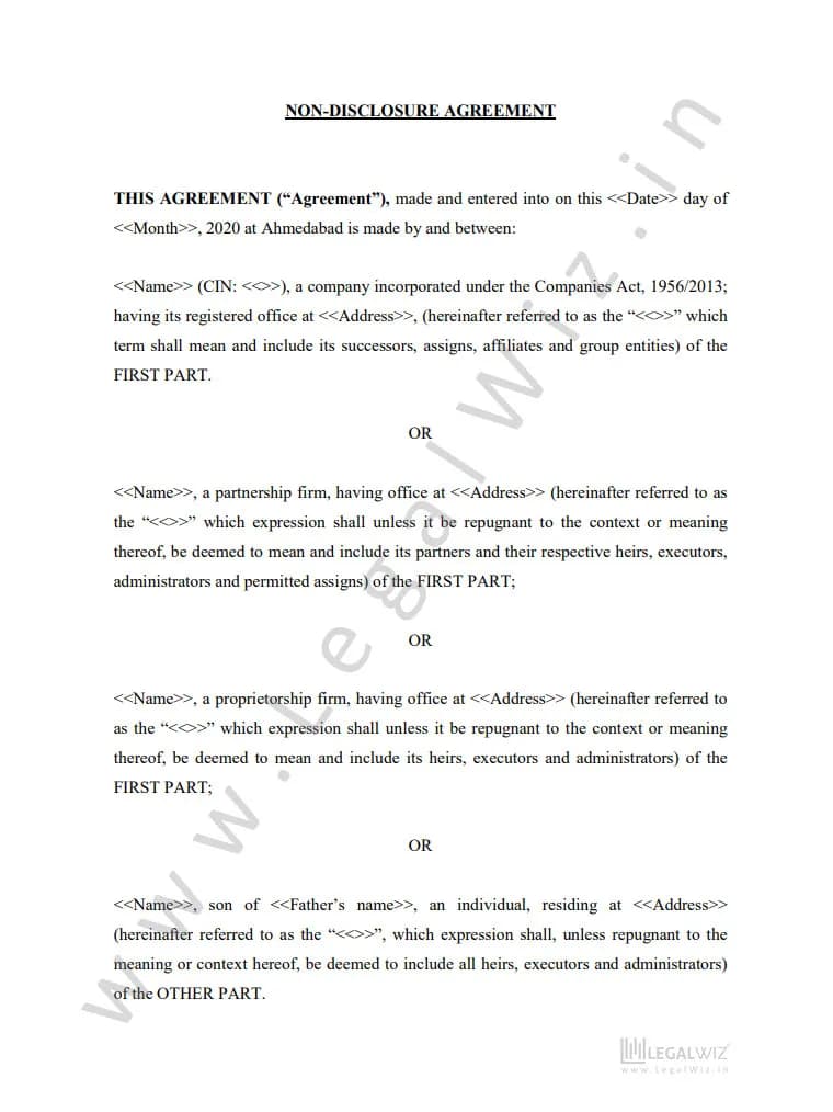 Sample third-party NDA, page 1 of 7