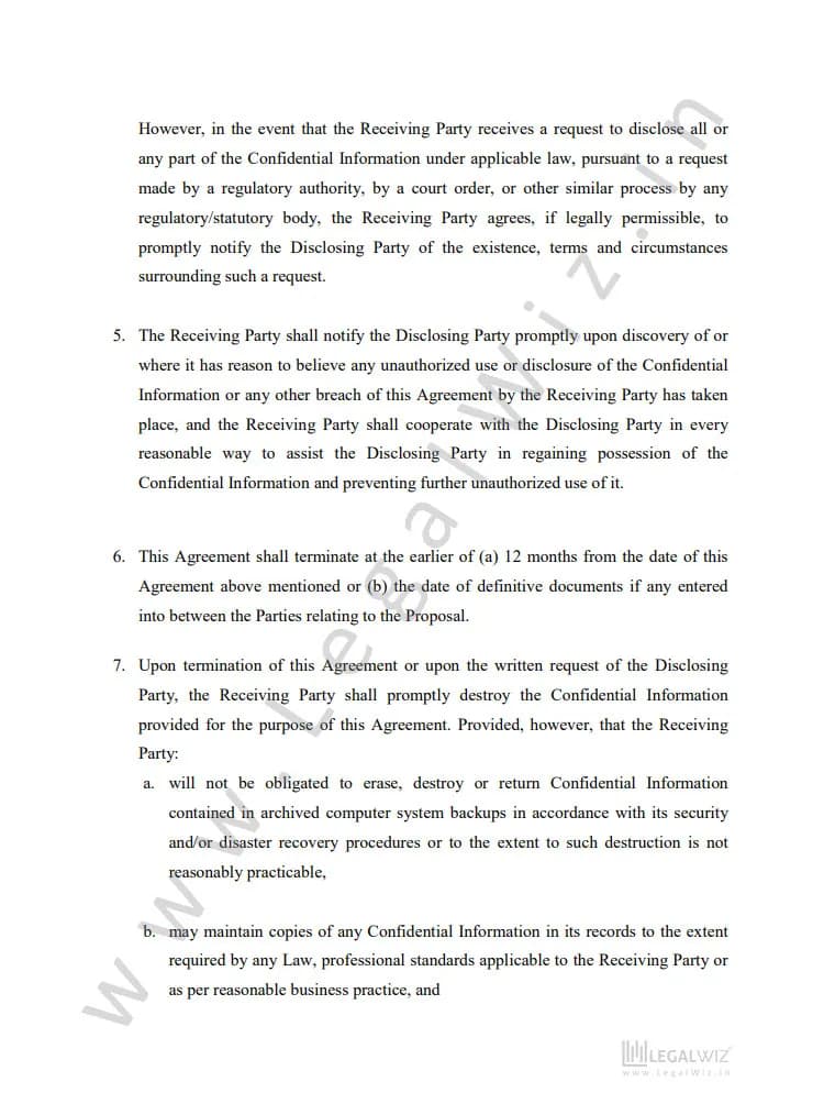 Sample third-party NDA, page 5 of 7