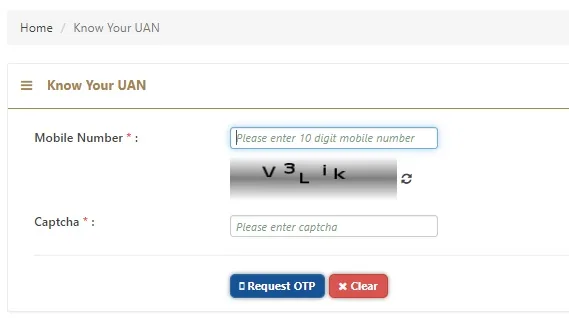 Enter details to know UAN