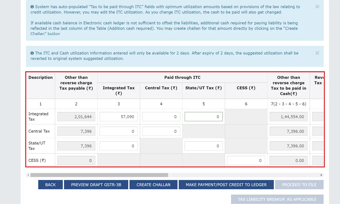 GST Return Payment Ledger