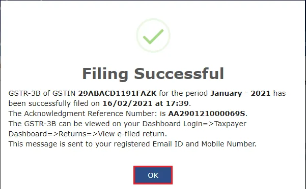 Successful Filing of GSTR-3B