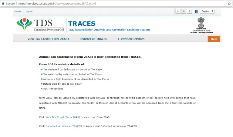 View form 26AS on income tax website