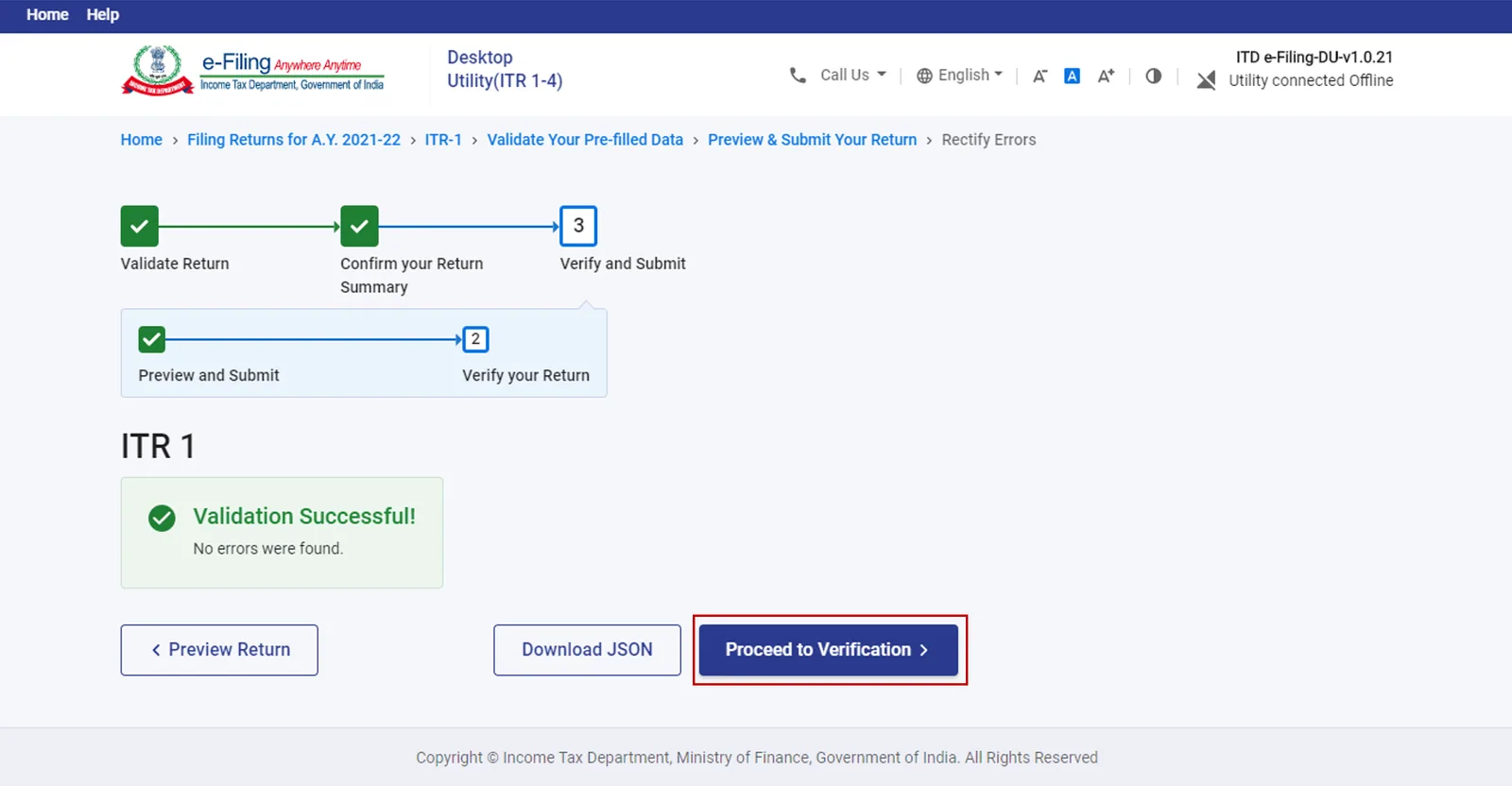 Proceed to ITR e-verification