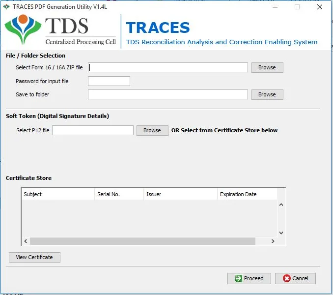 Enter Details in PDF Generation Utility for Form 16