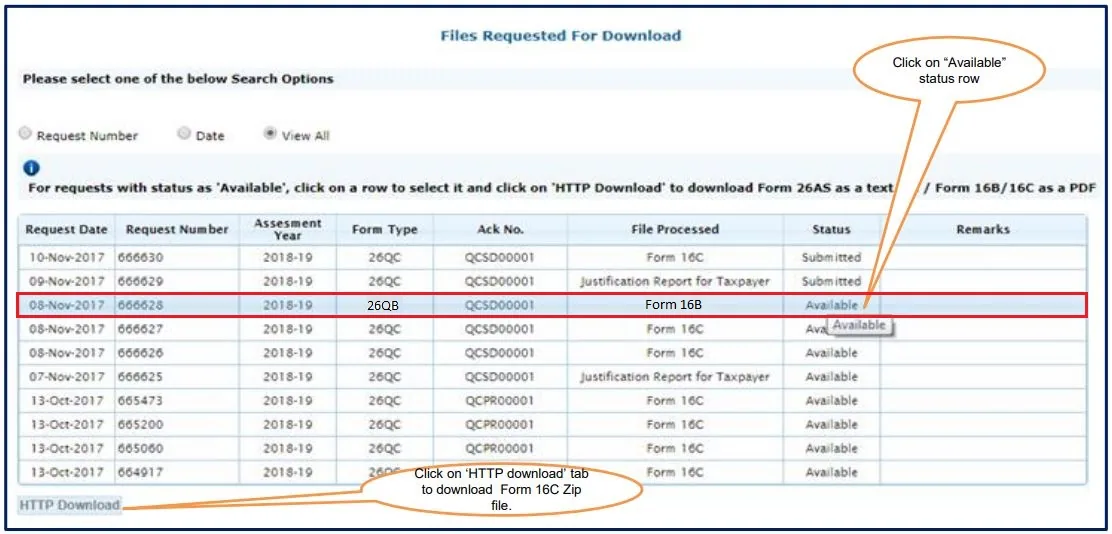 Requested Downloads on TRACES