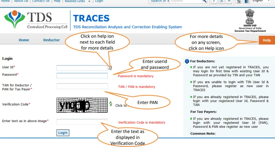 Login on TRACES