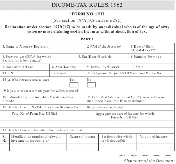 Form 15H Sample