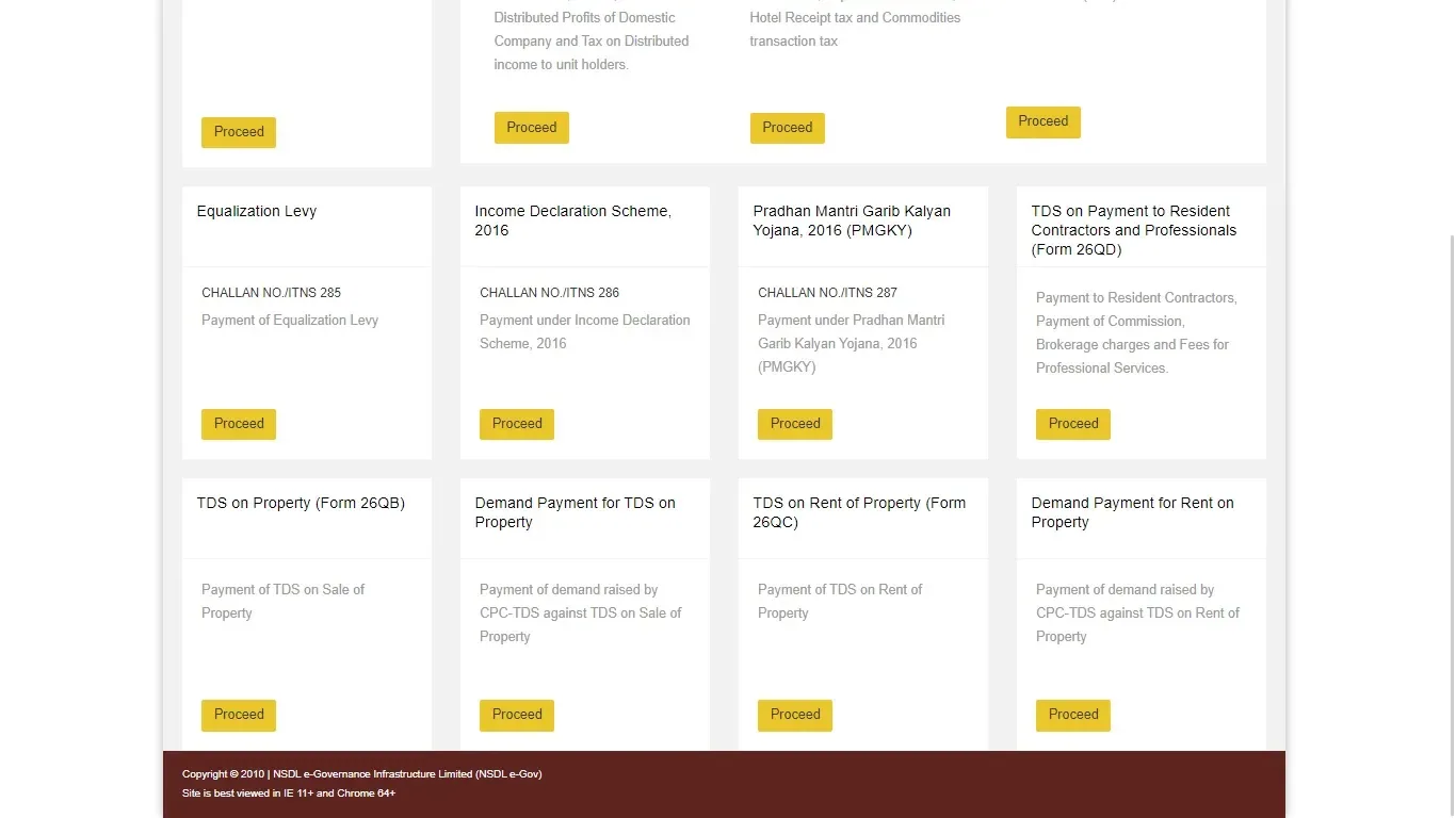 Choosing TDS on Rent of property tab on Protean website