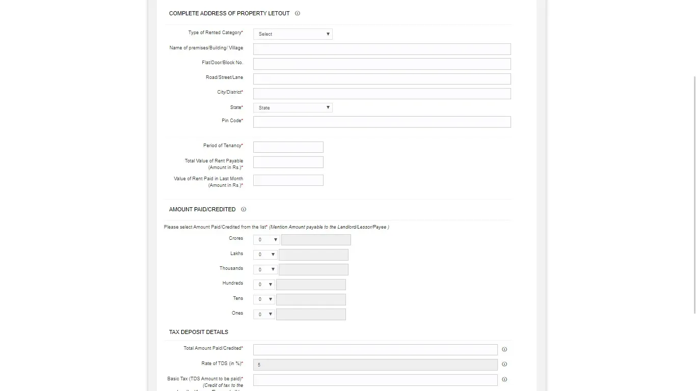 Details of the property for Form 26QC