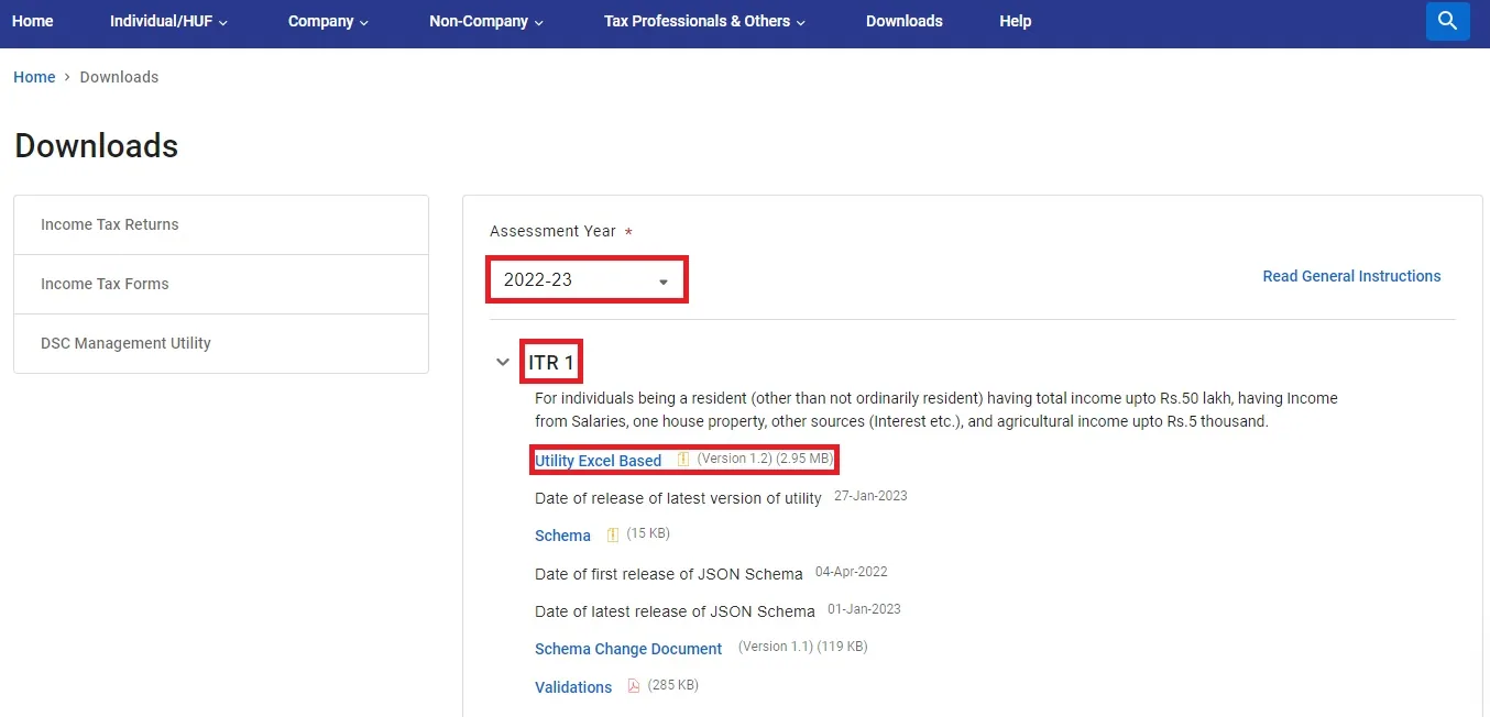 Step 1 to file itr u