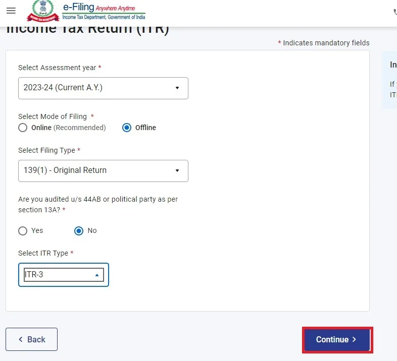 Steps to file itr 3 offline