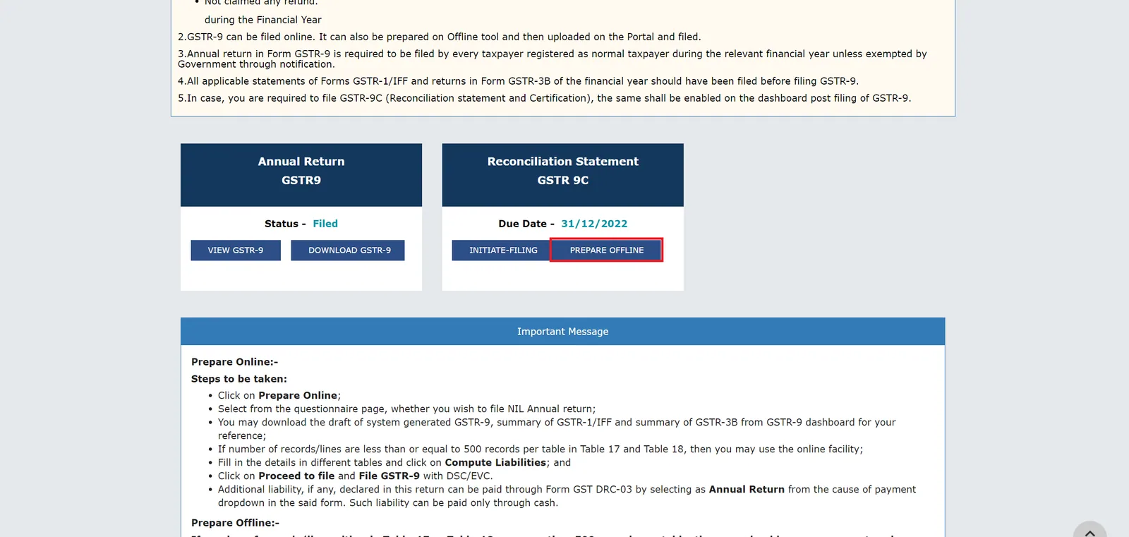 Prepare GSTR-9C offline