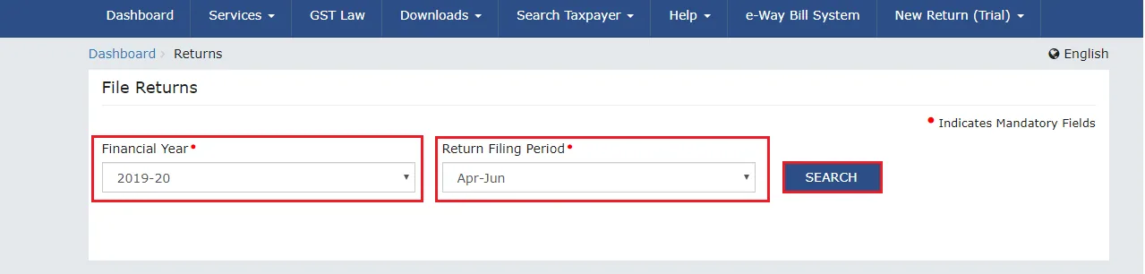 Financial year and Filing Return period for CMP-08
