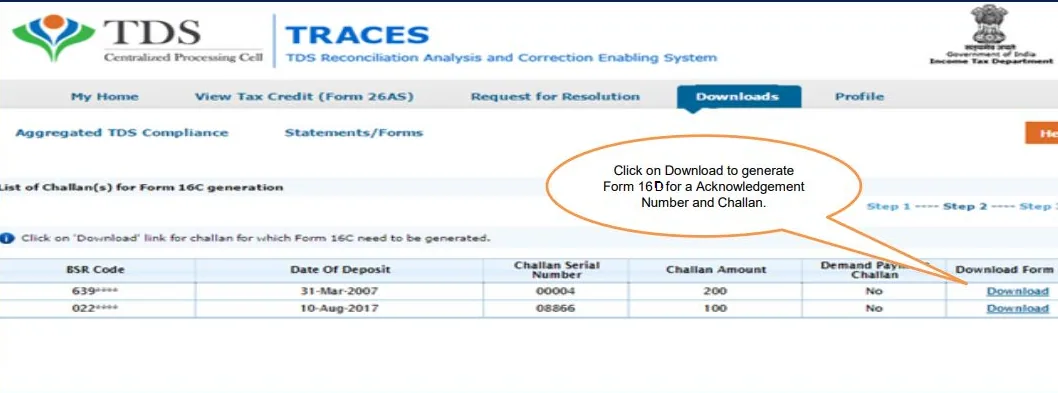 Generating Form 16D