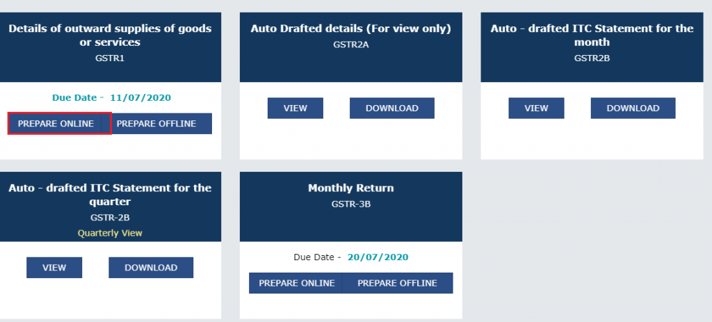 Prepare GSTR-1 online