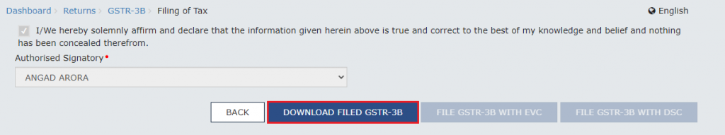 Download GSTR 3B while filing