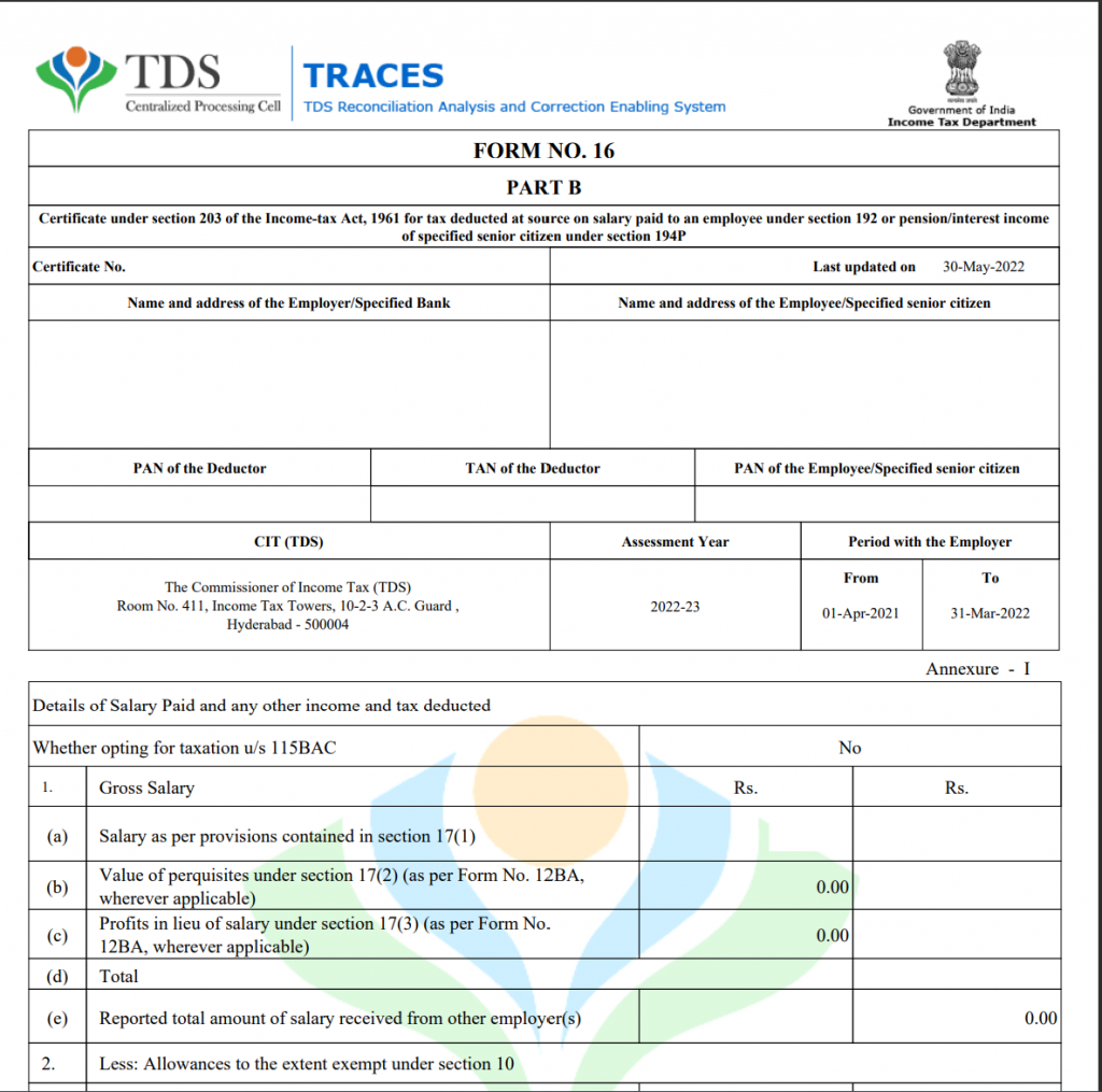 Form 16 Part B