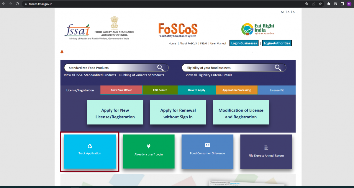 How to check FSSAI application status? LegalWiz.in
