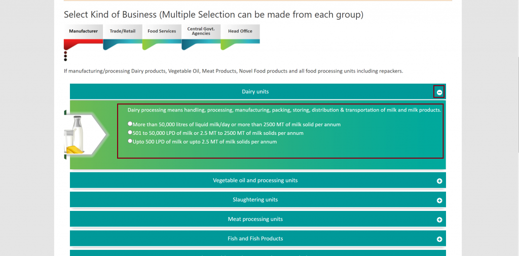 Select type of business and units