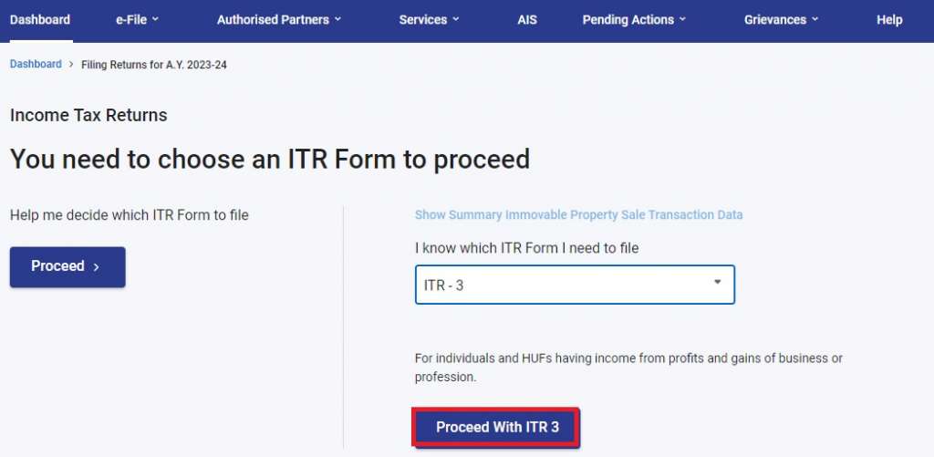 ITR 3 online step 4