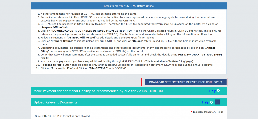 Download GSTR-9C form