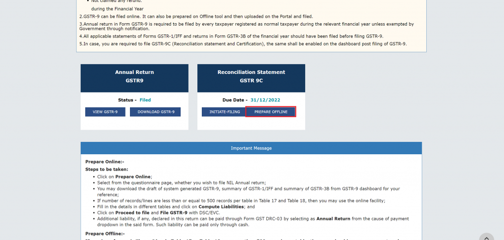 Prepare GSTR-9C offline