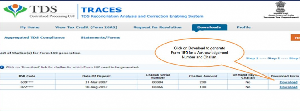 Generating Form 16D