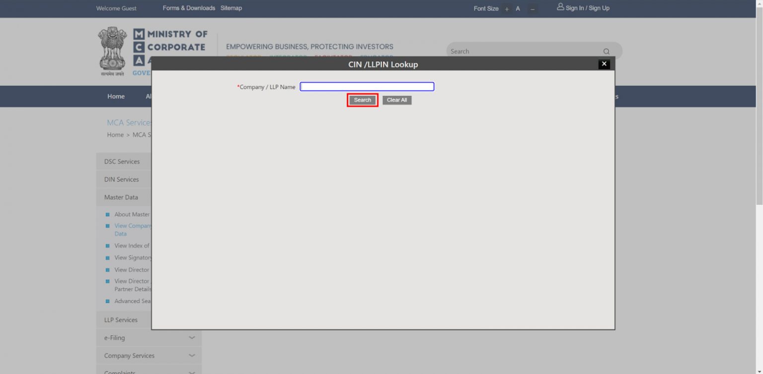 How to view company details from MCA Master Data service? LegalWiz.in