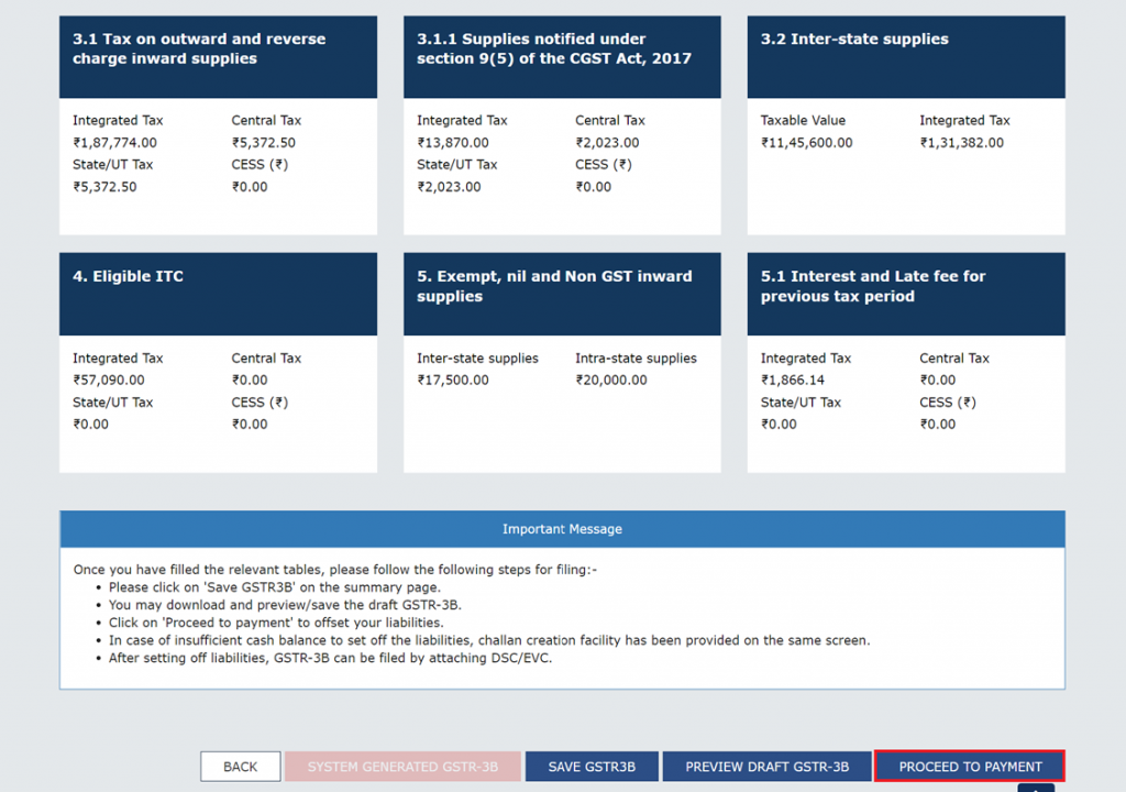 GSTR-3B Monthly Return Page