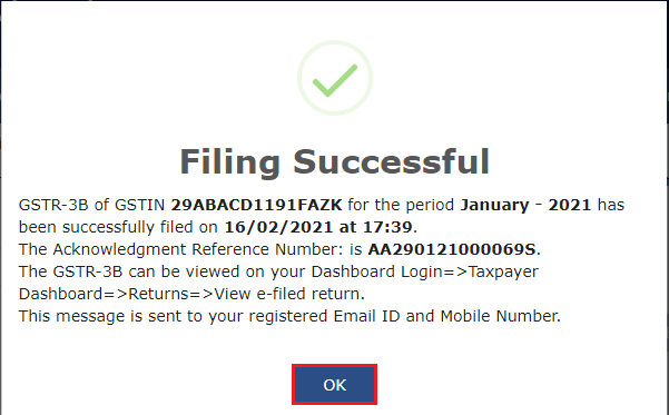 GSTR-3B filed successfully