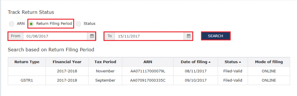 Track Return Status on GST Portal by Filing Period