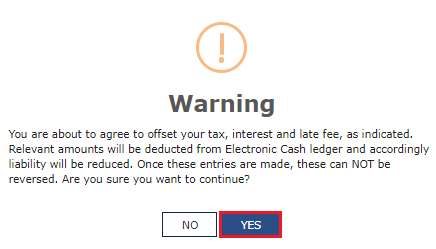 Dialogue box confirming GSTR-9 filing