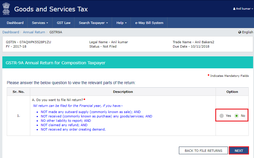 Not filing a Nil GSTR 9A