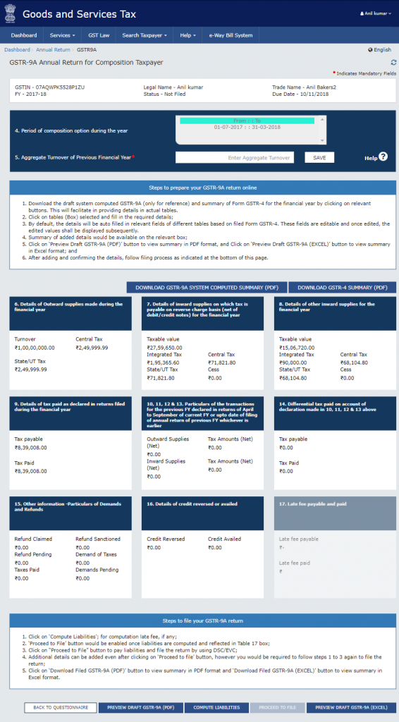 GSTR 9A tables 