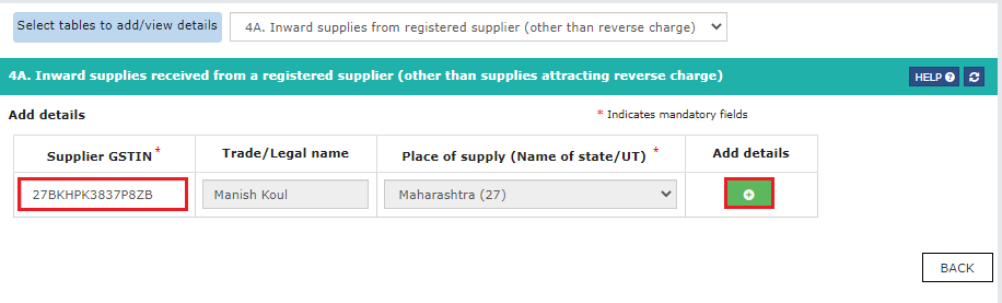 Tabl;e 4A for GSTR 4