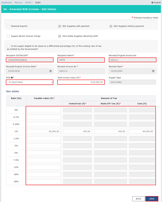 Amending gstr-1 data