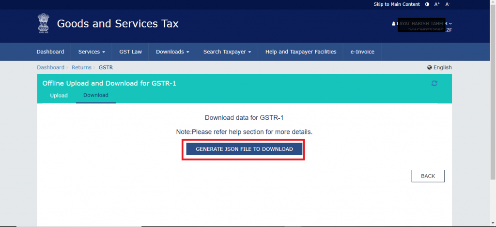 Download GSTR-1 json File