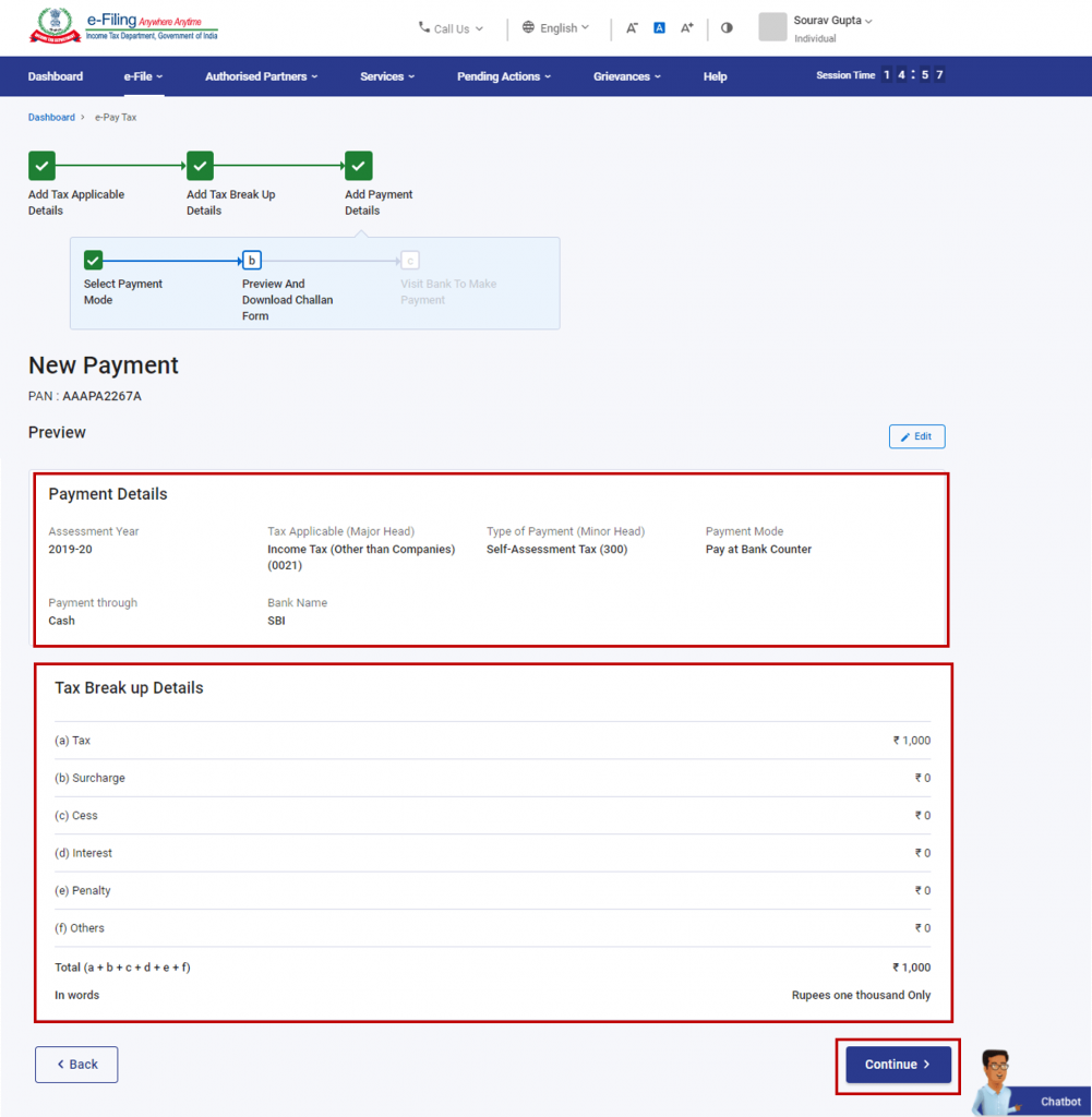 Preview your e-pay details