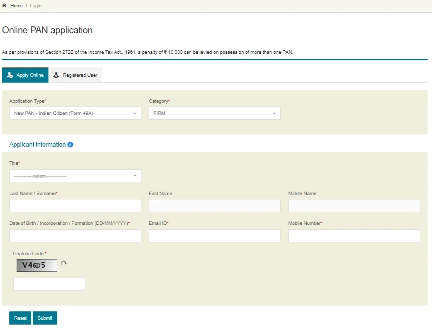 All financial information of your company for for PAN for Company application.