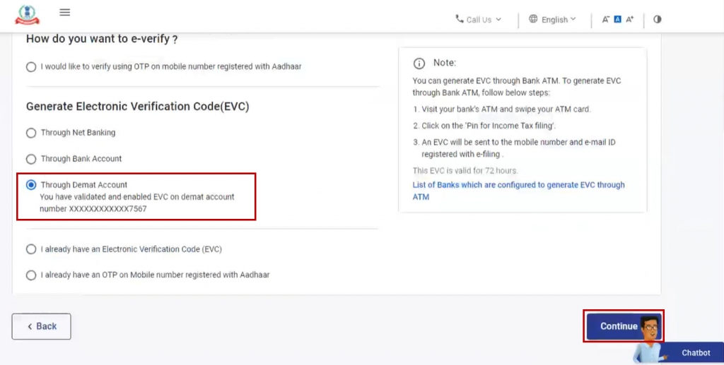 Select e-verify through Demat Account 