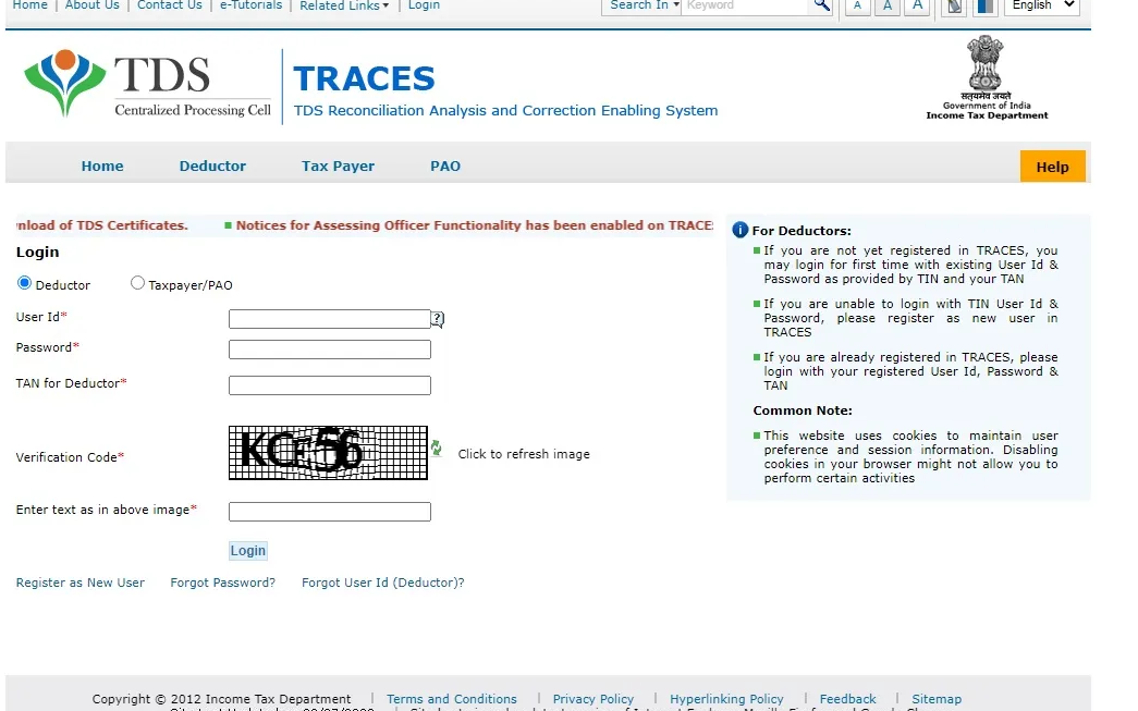 Login on TRACES website