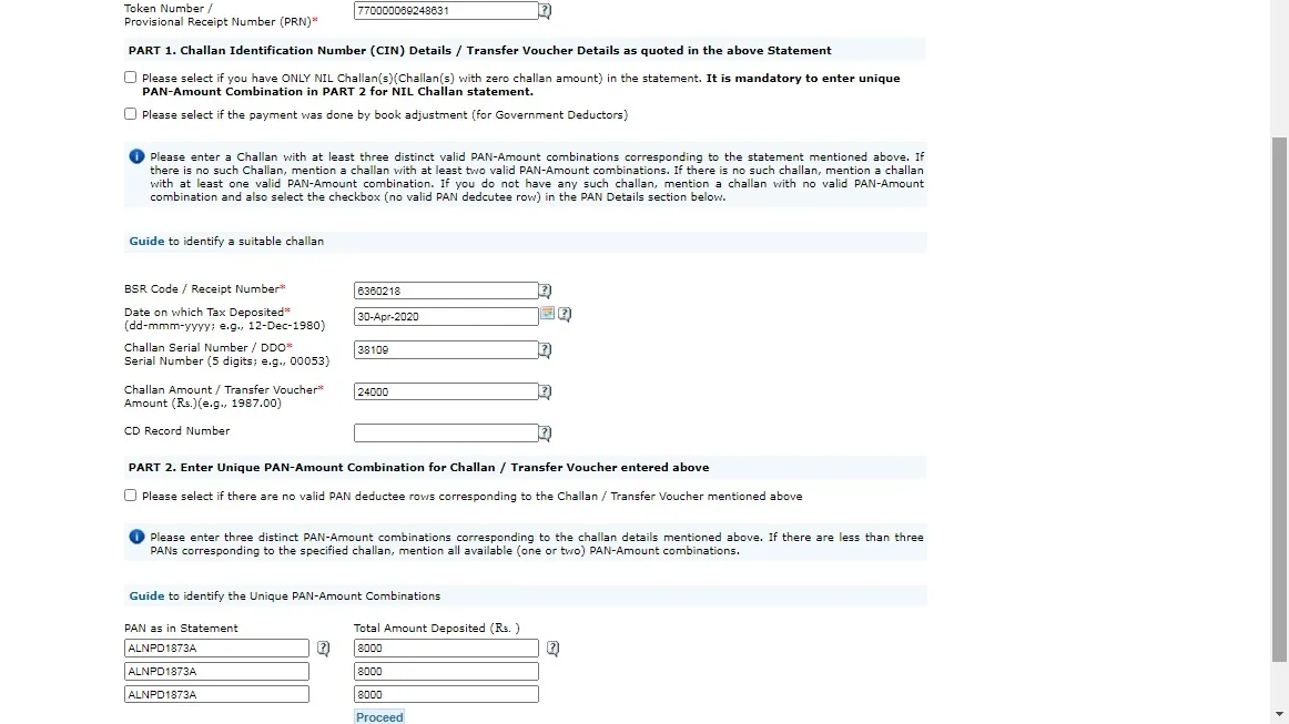 Using Search PAN to generate form 16A