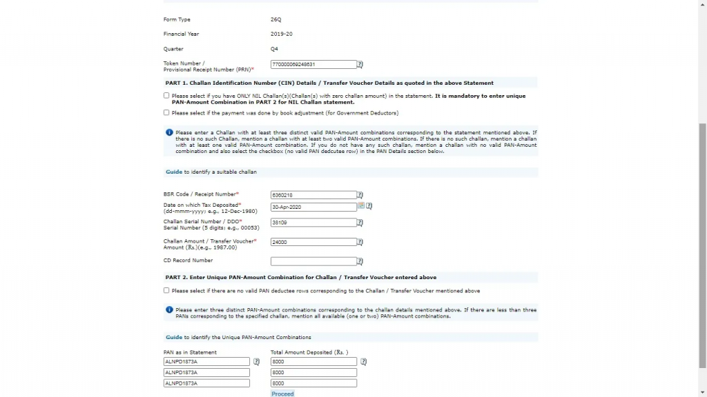 Using BULK PAN to generate Form 16A