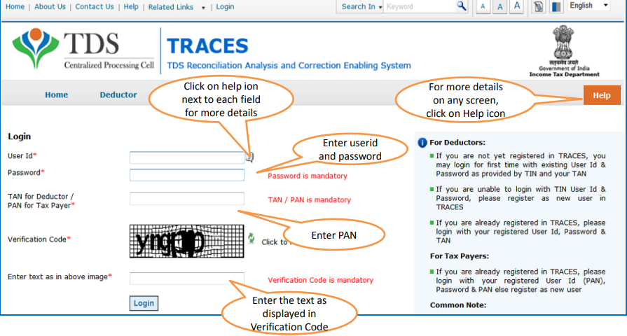 Login to TRACES
