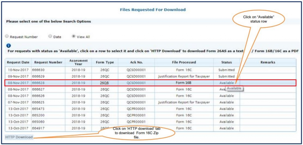 Requested Downloads on TRACES