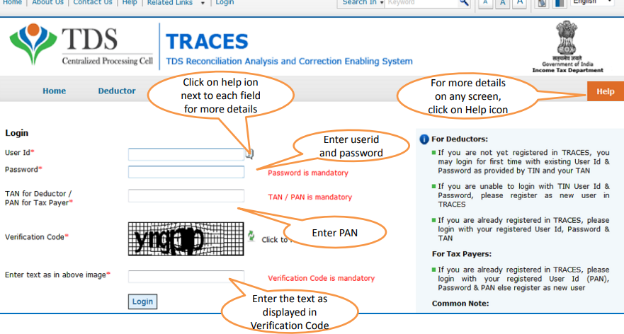 Login on TRACES