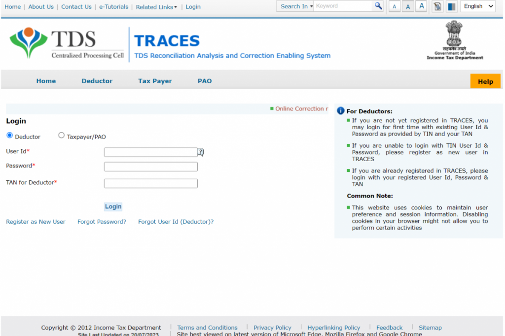 Login on TRACES