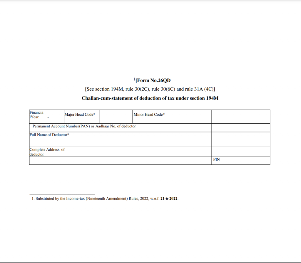 Form 26QD for TDS