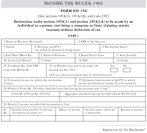 Form 15G Sample