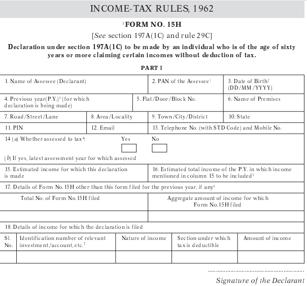 Form 15H Sample